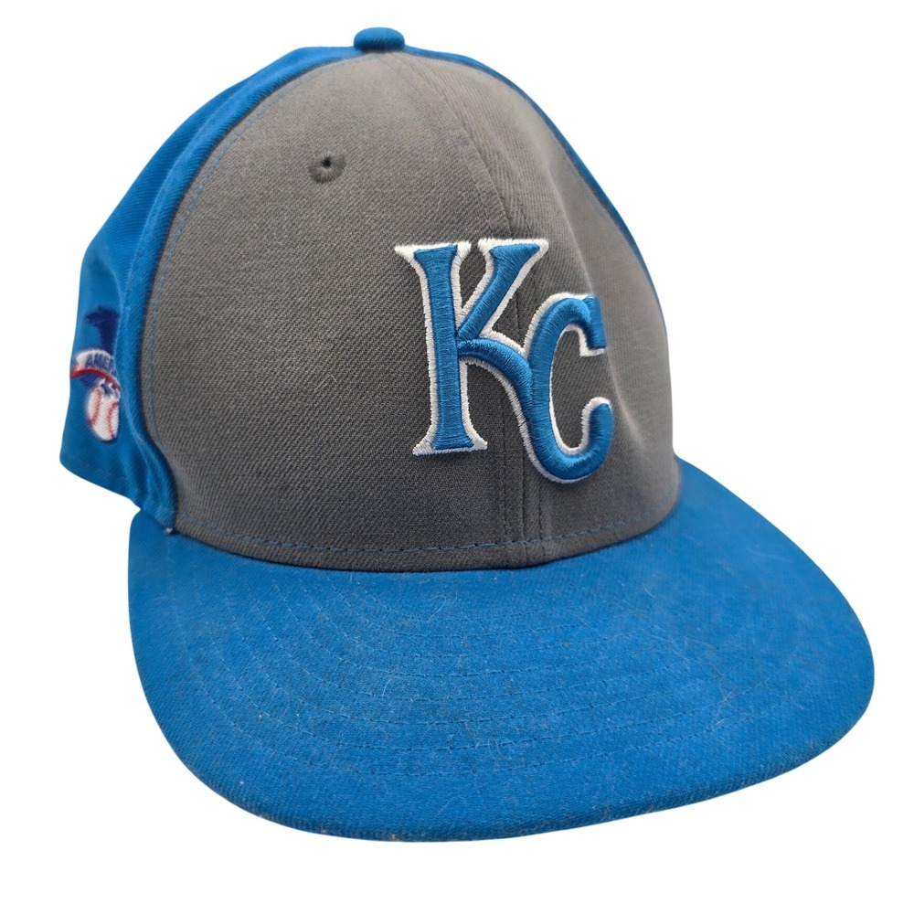 New Era 59FIFTY Kansas City Royals Fitted Hat Blue Grey Size 7 1/4 MLB Cap
